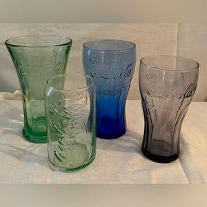 4 Various Coca Cola glasses. Vintage 12 oz & 16 oz